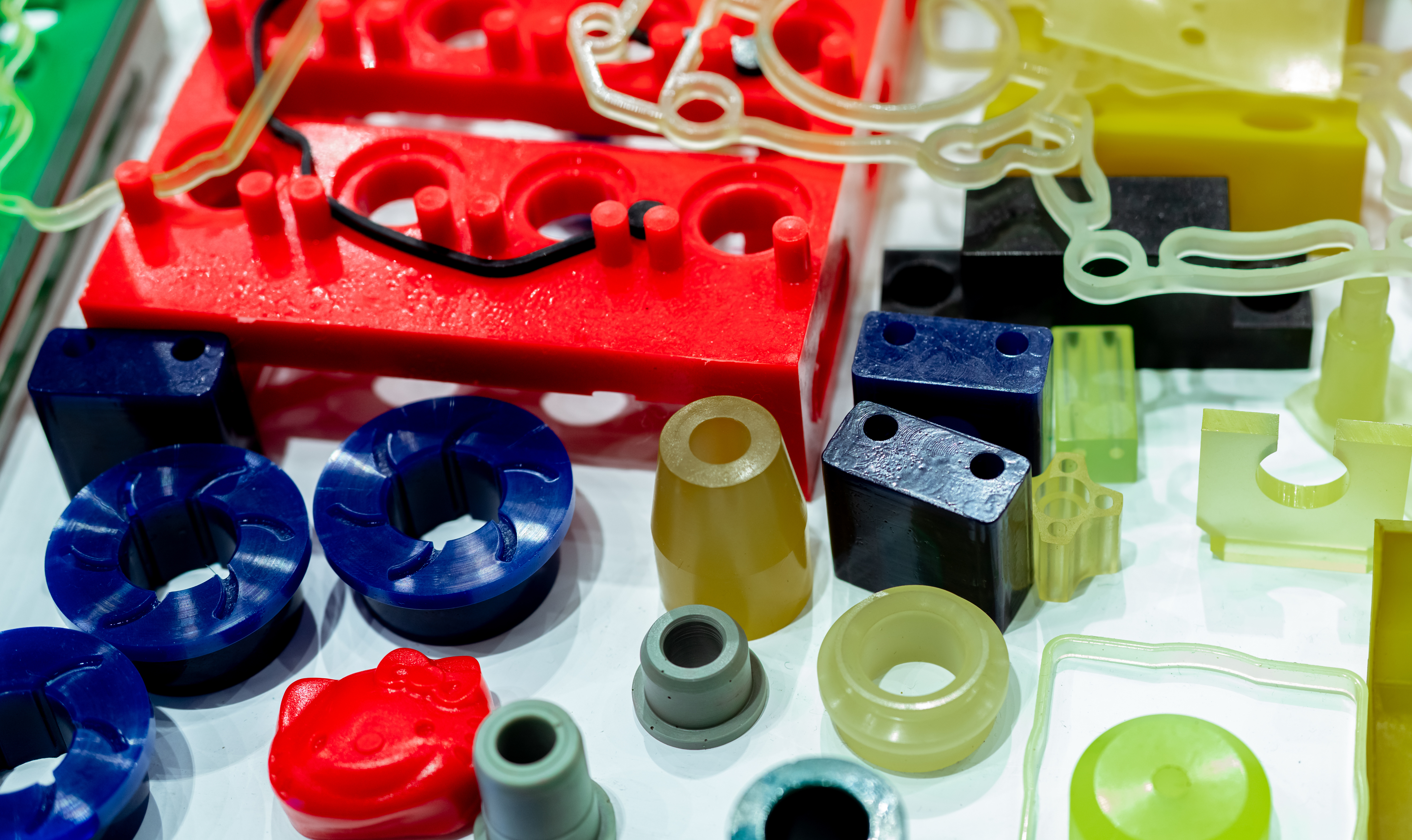 A close-up of ABS injection molded parts