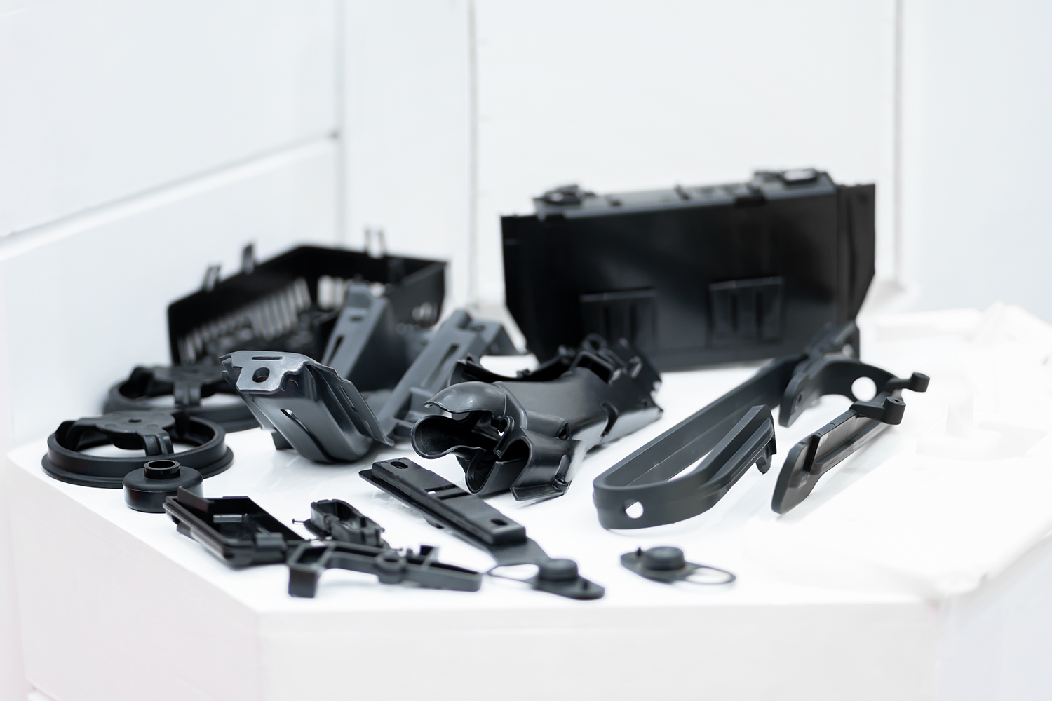 A display of molded parts