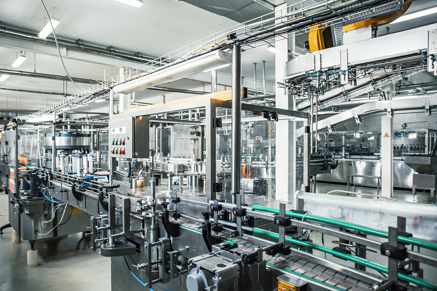 Industrial factory floor with steel tools and equipment