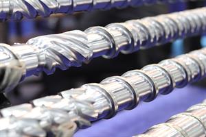 Screw press parts for a plastic injection molding machine.